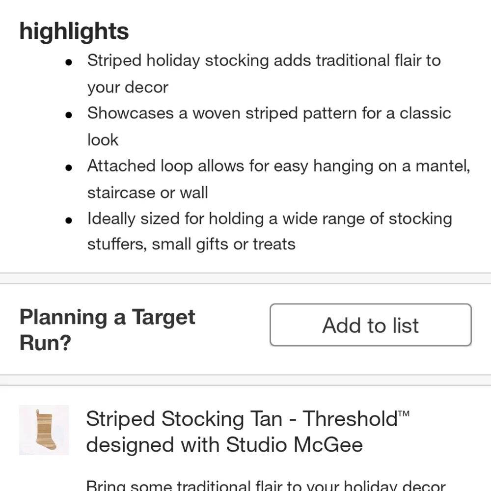 LAST 1!🎄 Striped Stocking Tan - Threshold designed with Studio McGee 1 stocking - Picture 5 of 12